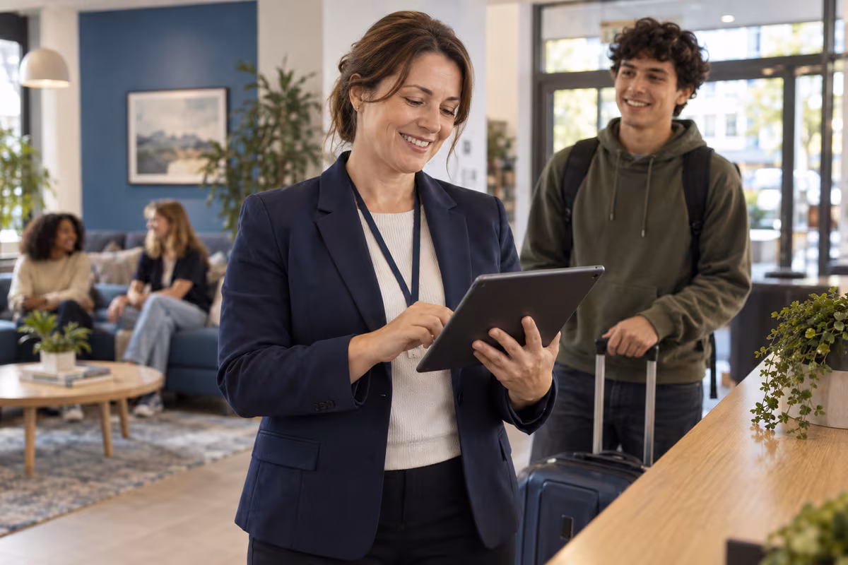 Accommodation coordinator preparing for a student arrival