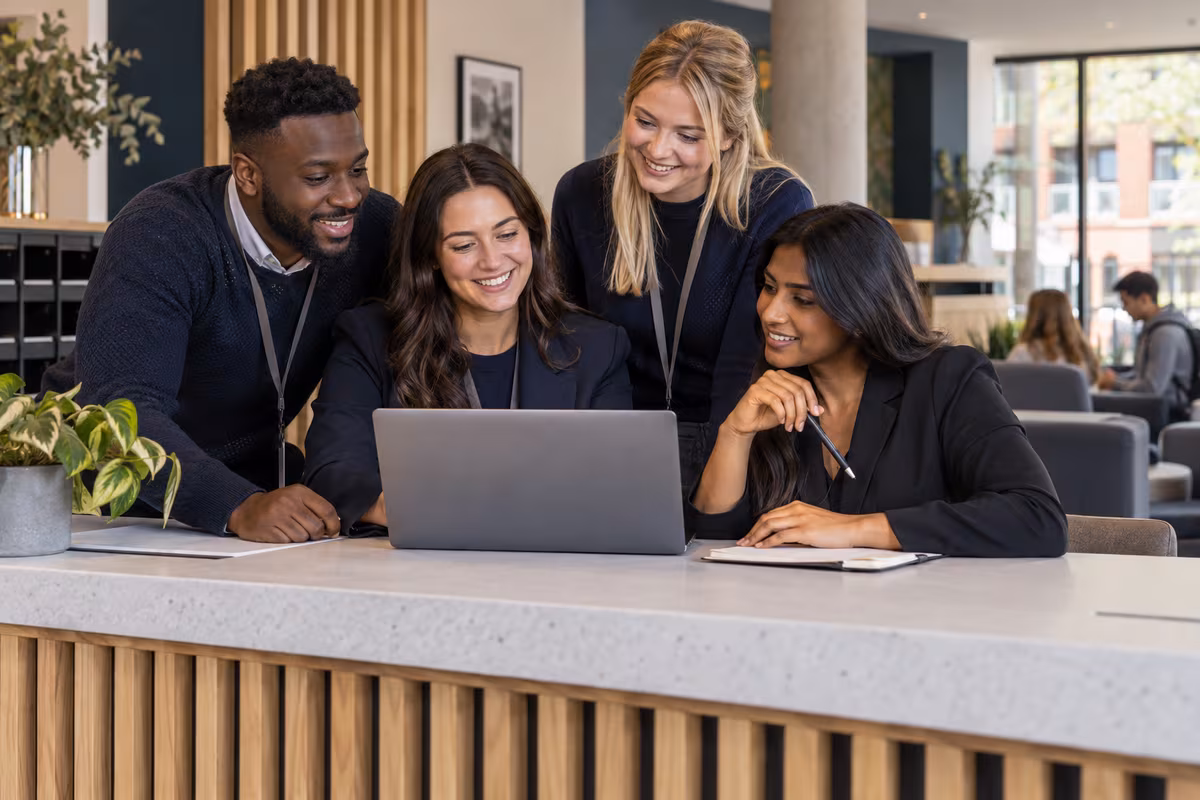 Student lettings team reviewing booking progress