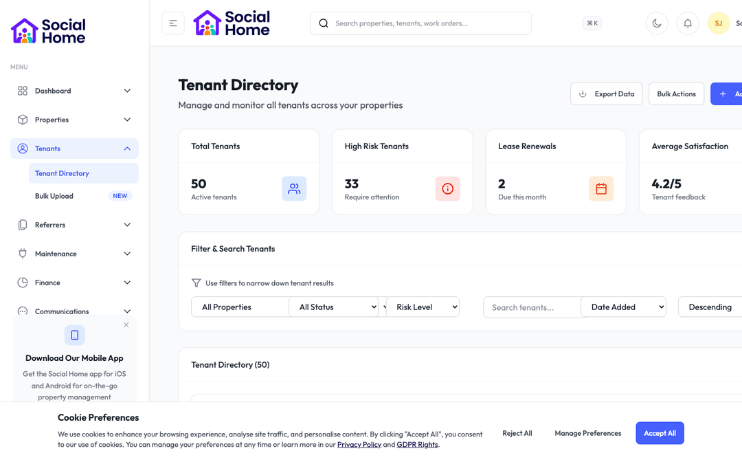 Tenant 360 with risk and arrears context
