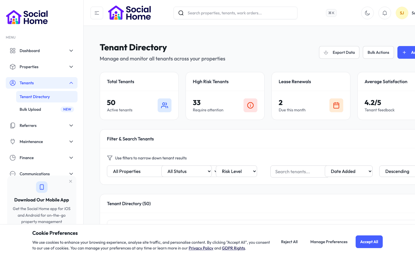 Tenant 360 with risk and arrears context